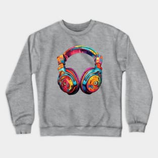 Retro Hip Hop 3D Headset. Crewneck Sweatshirt